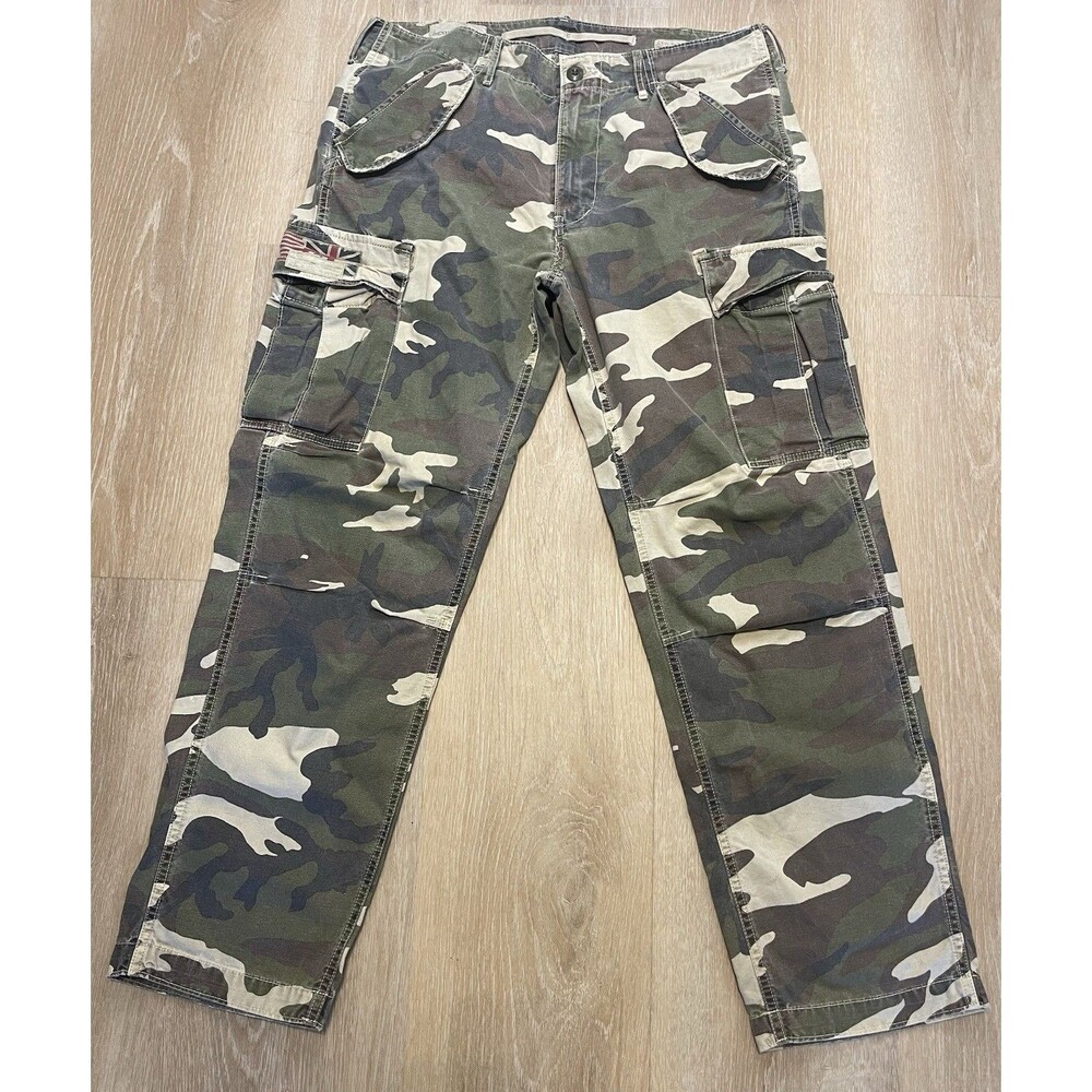Denim & Supply Ralph Lauren Camo Cargo Pants Men’s Utility Distressed 36x32